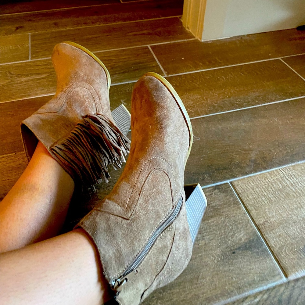 Suede cowboy style booties